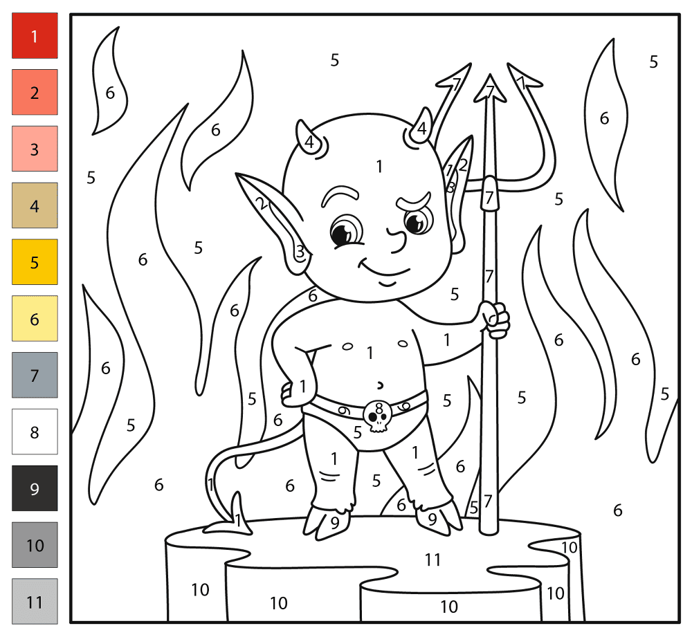 Little Devil Color By Number Coloring Page Md Coloring Page — Free Printable — free printable coloring page